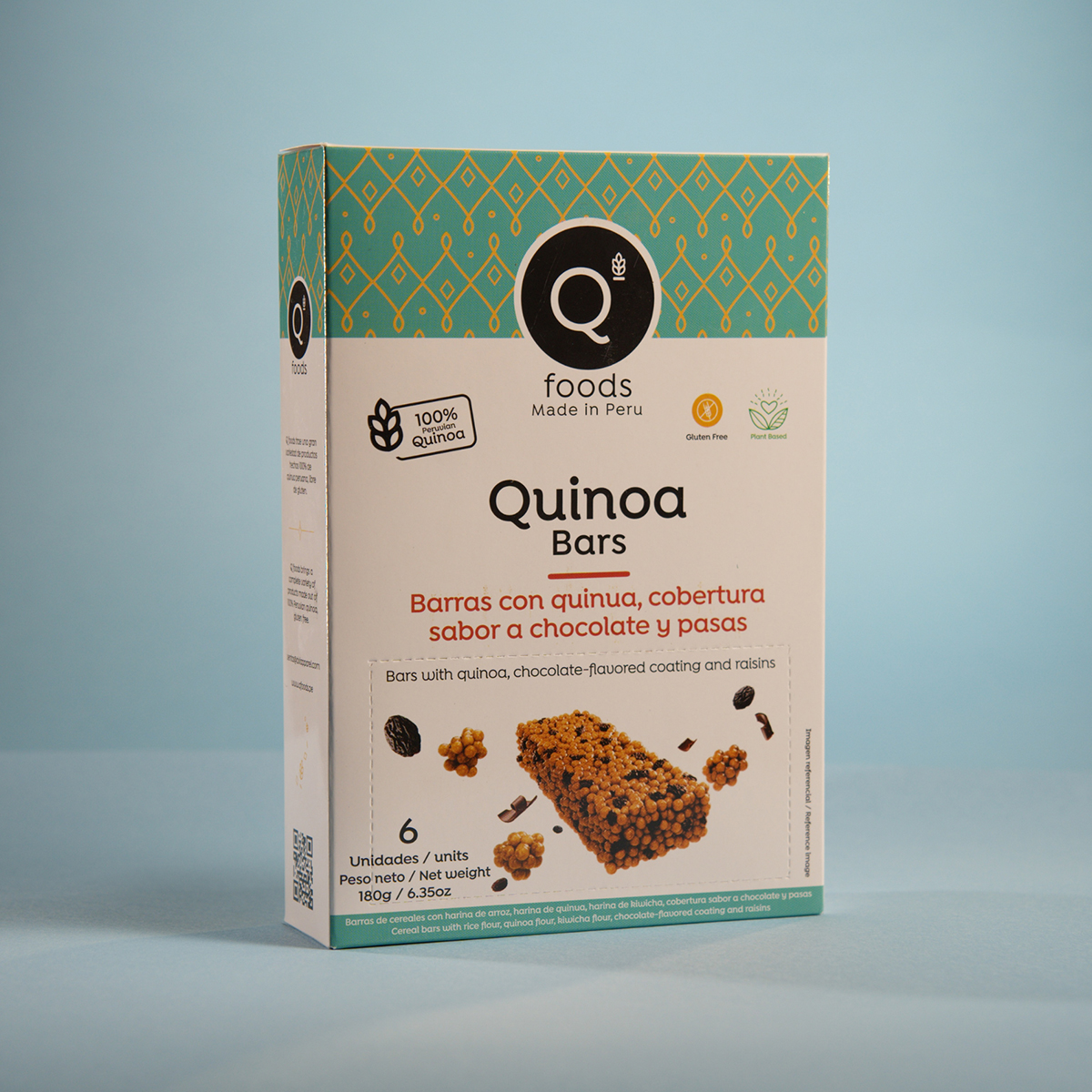 Barra de quinua sabor pasas con chocolate 30 gr (cjx6)