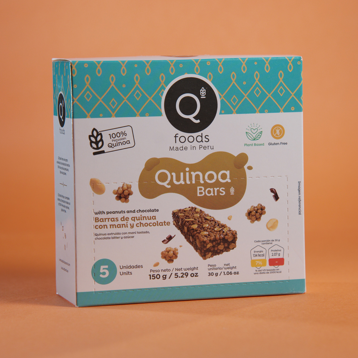 Barra de quinua sabor maní con chocolate x 30gr (cjx5)