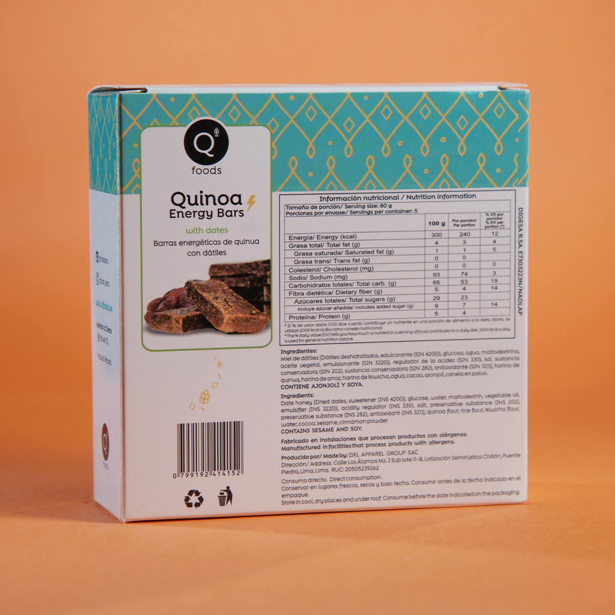 Barra de quinua energética con dátiles x 80gr (cjx5) - Image 2