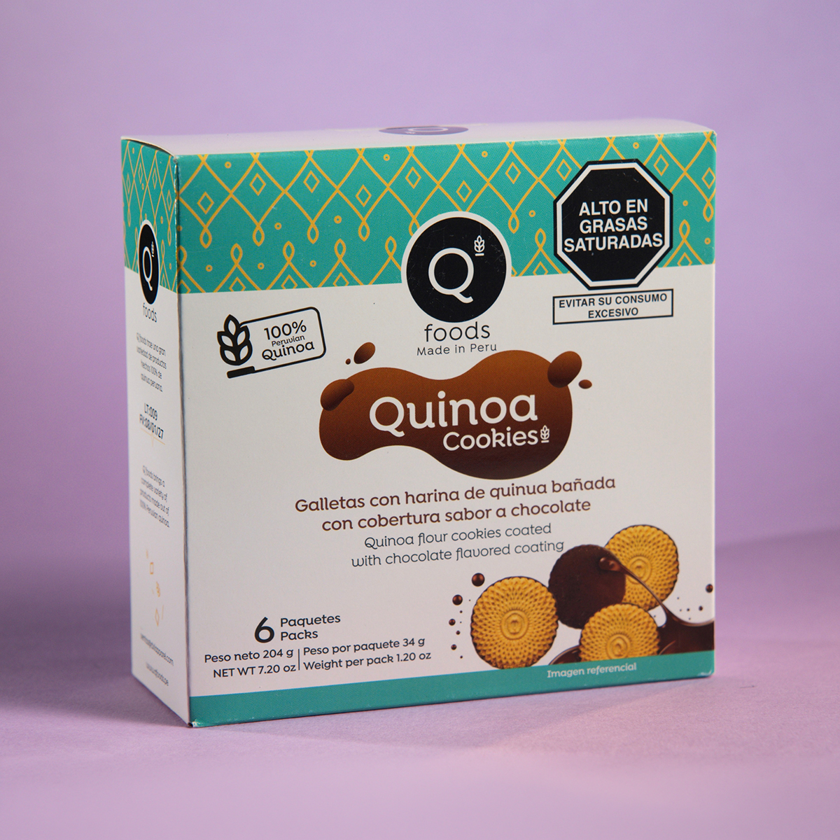 Galleta de quinua bañada en chocolate x 34gr (cjx6)